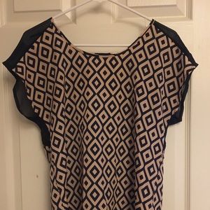 Pink and blue patterned blouse